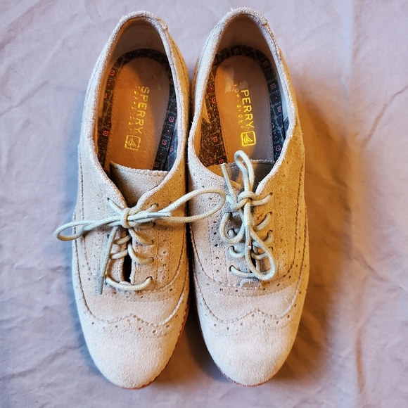 1) SPERRY Suede Oxford Wing Tip Sz. 6 - Picture 4 of 7
